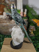 Load image into Gallery viewer, White Quartz Cluster with Base  and Bird Sculpture Crystal Home Decor Healing Feng Shui Reiki Chakra