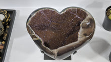 Load image into Gallery viewer, Amethyst Geode Sculpture Heart with Iron based