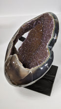 Load image into Gallery viewer, Amethyst Geode Sculpture Heart with Iron based