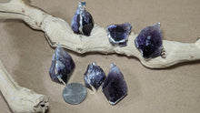 Load image into Gallery viewer, Silver Amethyst Pendant, Healing Quartz, Raw Amethyst Grate for gifts