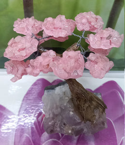 Rose Quartz  Gemstone Tree on Amethyst base, The Genuine Love Tree