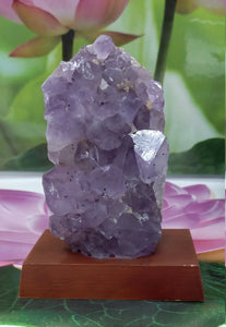 Amethyst Geode on Wood Base, Raw Amethyst Cluster, Collectible Amethyst