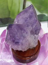 Load image into Gallery viewer, Amethyst Geode set on Wood Base, Amethyst Cluster, Raw Amethyst Cluster, Amethyst Crystal cluster