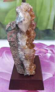 Citrine Cluster on Wood Base, Raw Citrine