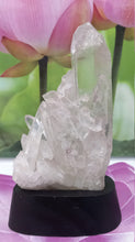 Load image into Gallery viewer, White Quartz Cluster With Wood base Crystal Home Decor Healing Feng Shui Reiki Chakra