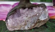 Load image into Gallery viewer, Citrine gemstone tree set on Raw Amethyst.