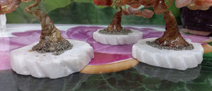 Carnelian Gemstone Tree set on Onyx Base & Pyrite, Crystal Tree