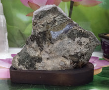 Load image into Gallery viewer, Amethyst Geode inlaid with white quartz set on Wood Base, Raw Amethyst Cluster