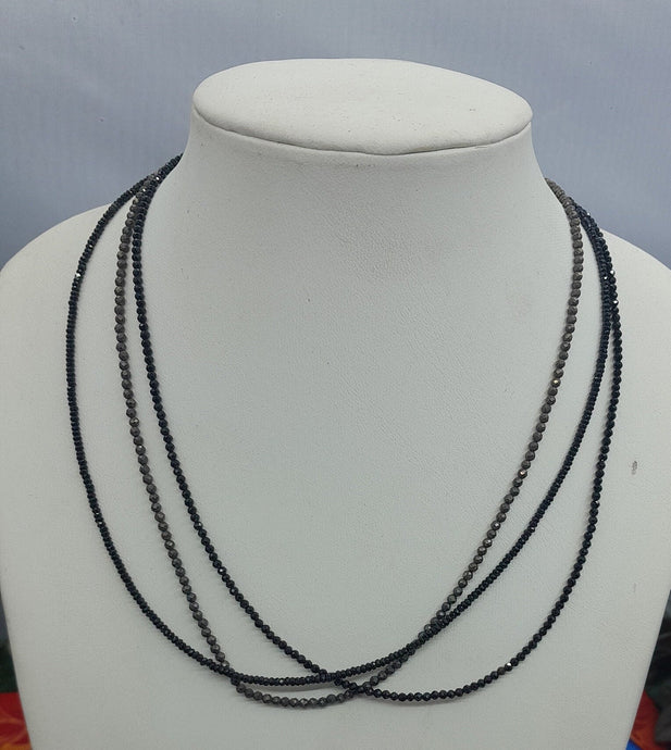 Natural Faceted Beads Necklace,  Pyrite, Black Tourmaline, Black Spinel.