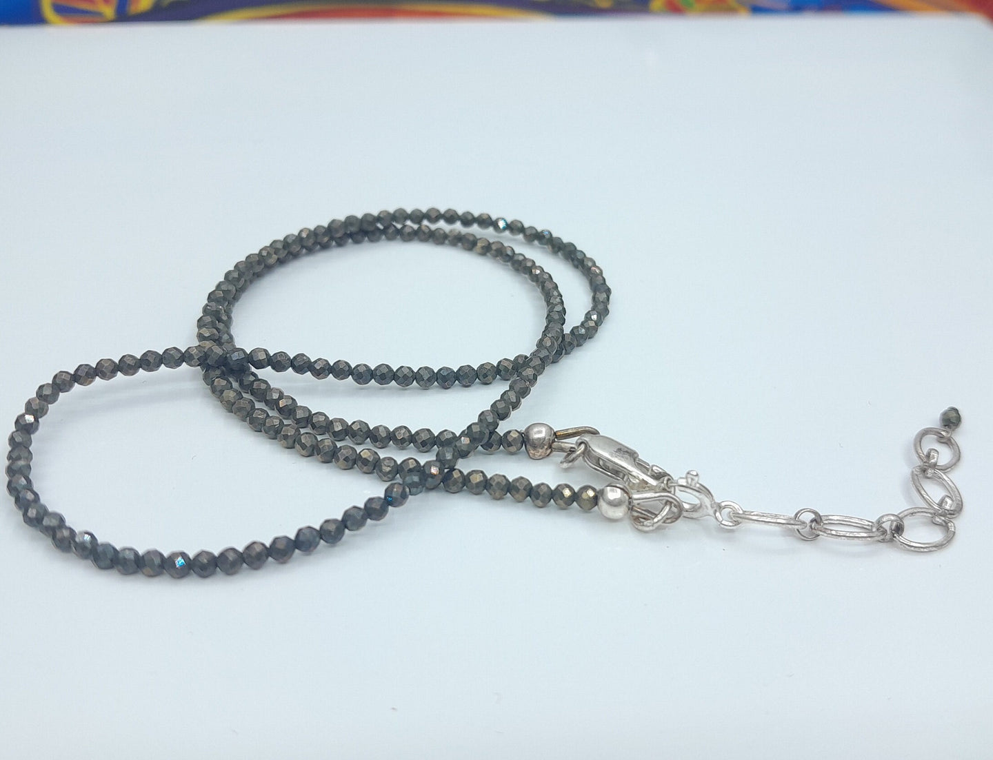 Natural Faceted Beads Necklace,  Pyrite, Black Tourmaline, Black Spinel.