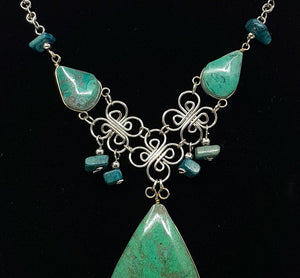 Chrysocolla Wire Wrap Necklace with Earrings