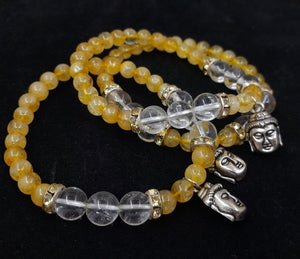 Buddha Citrine and White Quartz Bracelet