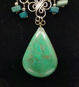 Chrysocolla Wire Wrap Necklace with Earrings