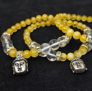 Buddha Citrine and White Quartz Bracelet